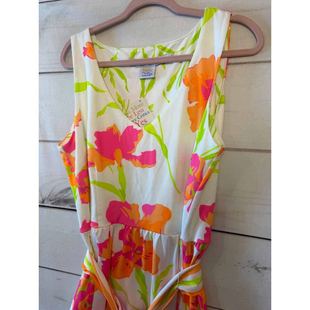 Gretchen Scott Women XL Jersey Date Night Iconic Iris Floral Dress‎ White Multi - Picture 2 of 6